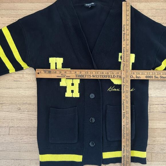 Cardigan Utah Jazz Letterman Sweater by Keiser Clark Men's 2XL Yellow & Black - Picture 8 of 10